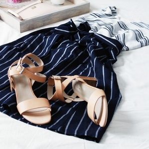 M GEMI tan leather block heel sandals - NEVER WORN